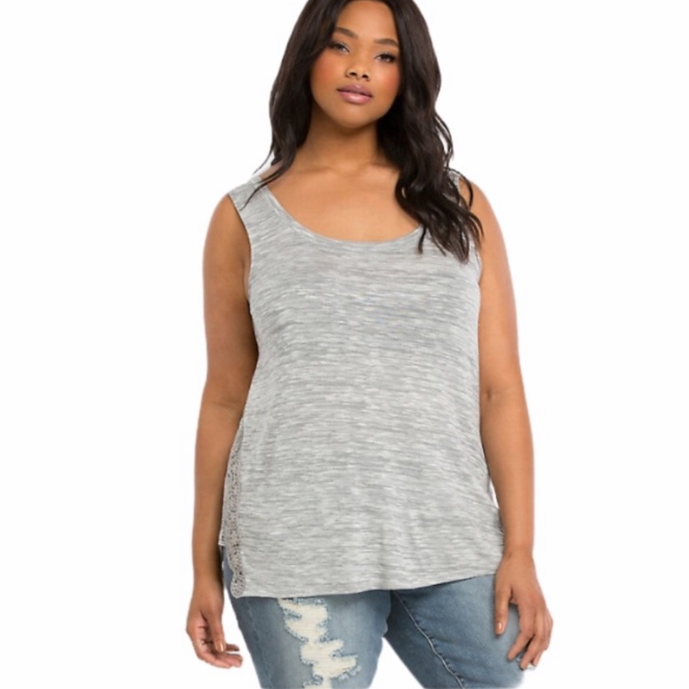 Torrid gray crochet lace detail tank top 4X NWT